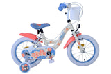 Volare Disney Stitch Kinderfahrrad - Mädchen - 14 Zoll - Creme Koralle Blau - Zweihandbremsen