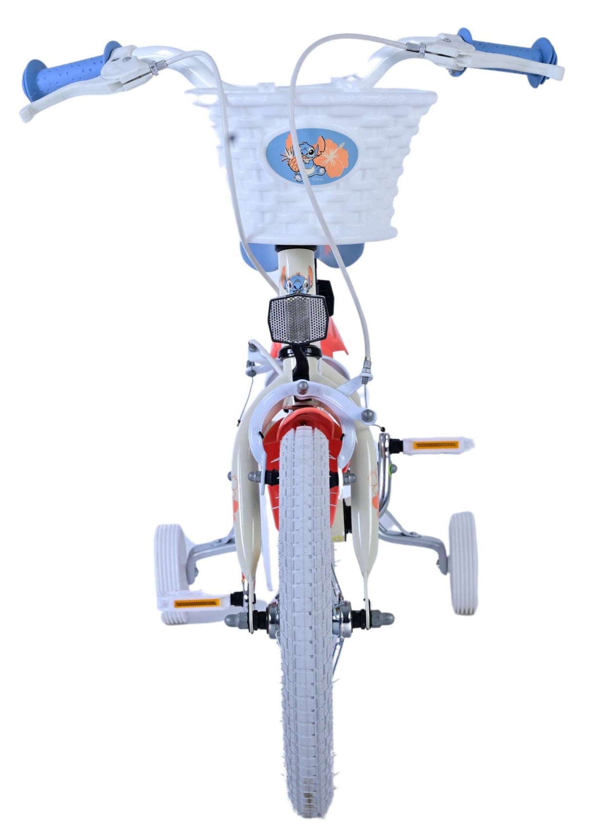 Volare Disney Stitch Kinderfahrrad für Mädchen - 14 Zoll in Creme Koralle Blau mit Zweihandbremsen