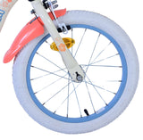 Volare Disney Stitch Kinderfahrrad für Mädchen - 16 Zoll in Creme Koralle Blau mit Zweihandbremsen