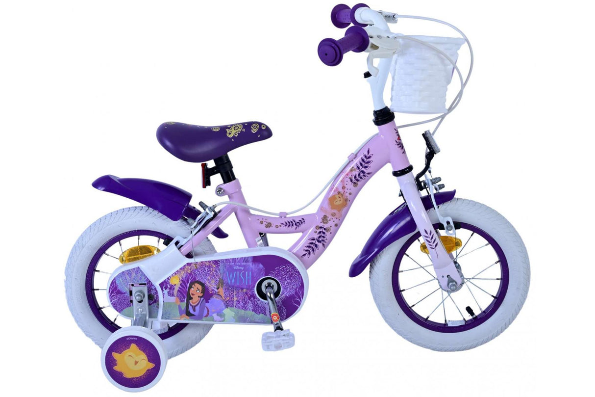 Volare Disney Wish Kinderfahrrad für Mädchen - 12 Zoll in Lila mit zwei Handbremsen