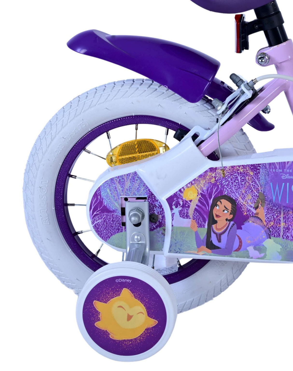 Volare Disney Wish Kinderfahrrad für Mädchen - 12 Zoll in Lila mit zwei Handbremsen