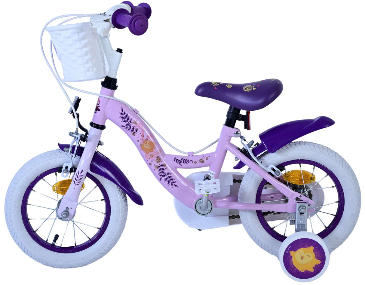 Volare Disney Wish Kinderfahrrad für Mädchen - 12 Zoll in Lila mit zwei Handbremsen