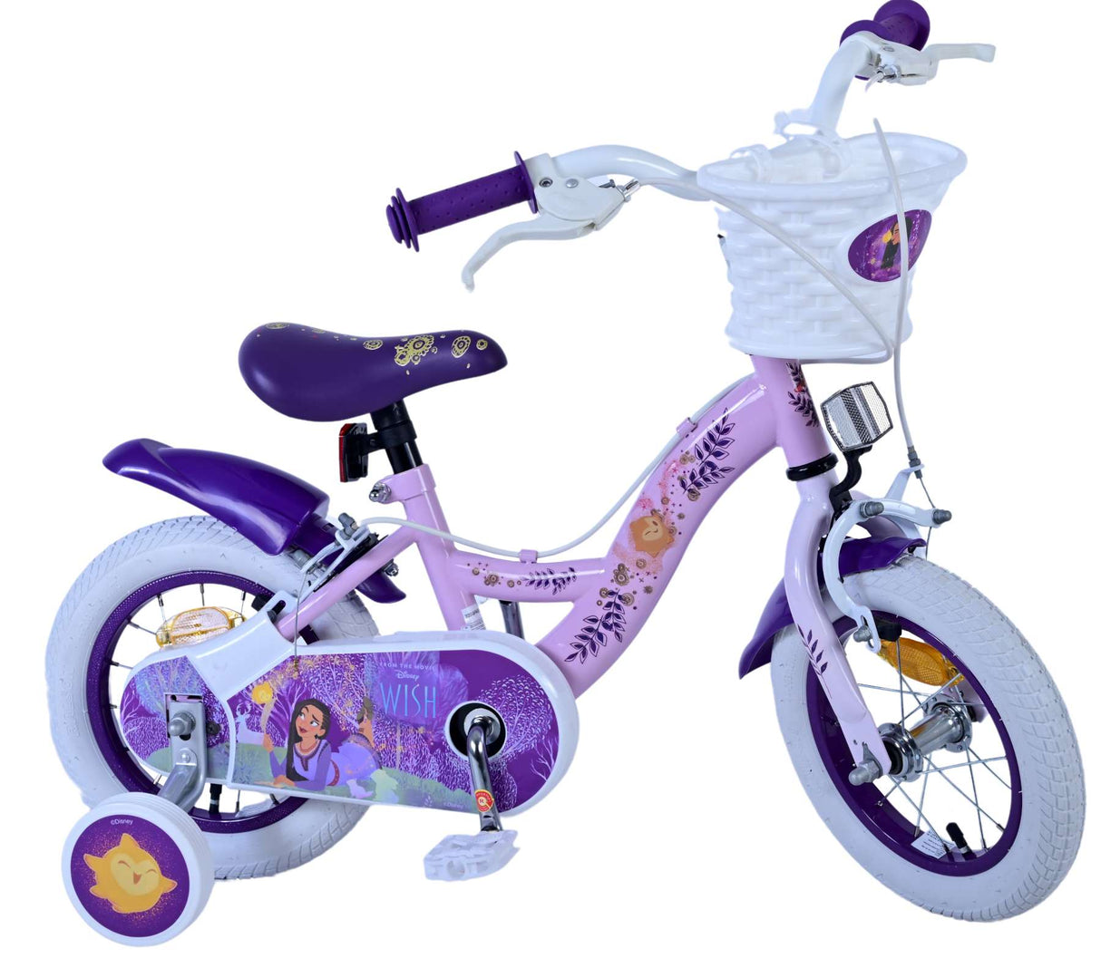 Volare Disney Wish Kinderfahrrad für Mädchen - 12 Zoll in Lila mit zwei Handbremsen