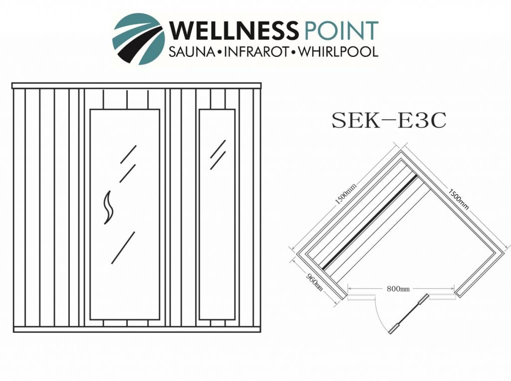 PureHaven Finnische Sauna 150x150x200 cm Harvia Saunaofen für 3 Personen Hemlockholz komplettes Zubehör Saunasteine Glastür Thermometer Beleuchtung