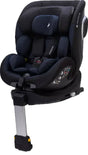 Osann Hero360 SL Kindersitz mit Isofix und Standfuß in Frontansicht, zeigt gepolsterte Sitzfläche, verstellbare Kopfstütze und 5-Punkt-Gurt, i-Size R129 zugelassen für 40–105 cm.