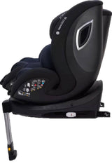 Darstellung der Kippfunktion des Osann Hero360 SL mit geneigter Sitzposition für entspanntes Reisen, zeigt ergonomische Schale auf stabiler Isofix-Basis mit Standfuß.