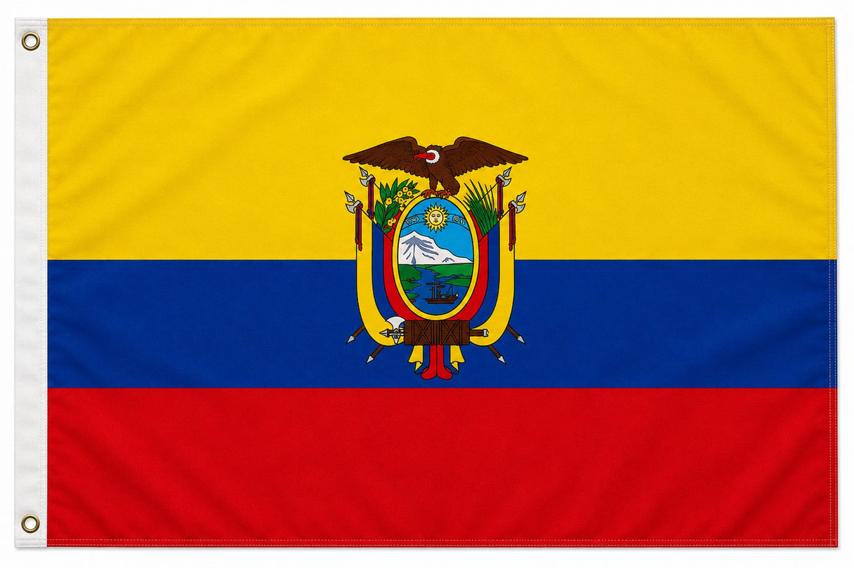 Flagge Ecuador 90 x 150 cm Fahne mit 2 Ösen 100g/m² Stoffgewicht Hissflagge Hissfahne