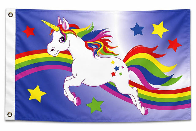 Flagge Einhorn Regenbogen 90x150 cm mit 2 Ösen
