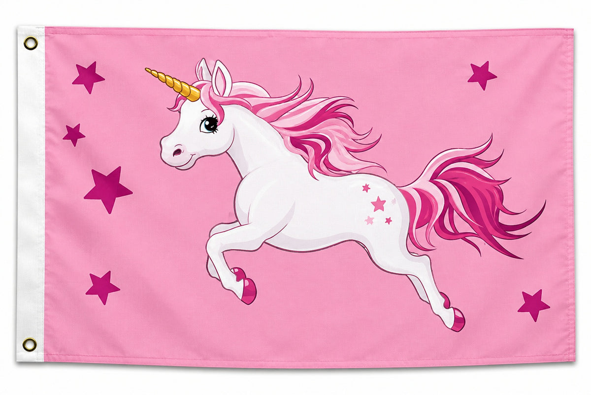 Flagge EINHORN ROSA 90 x 150 cm mit 2 Messingösen