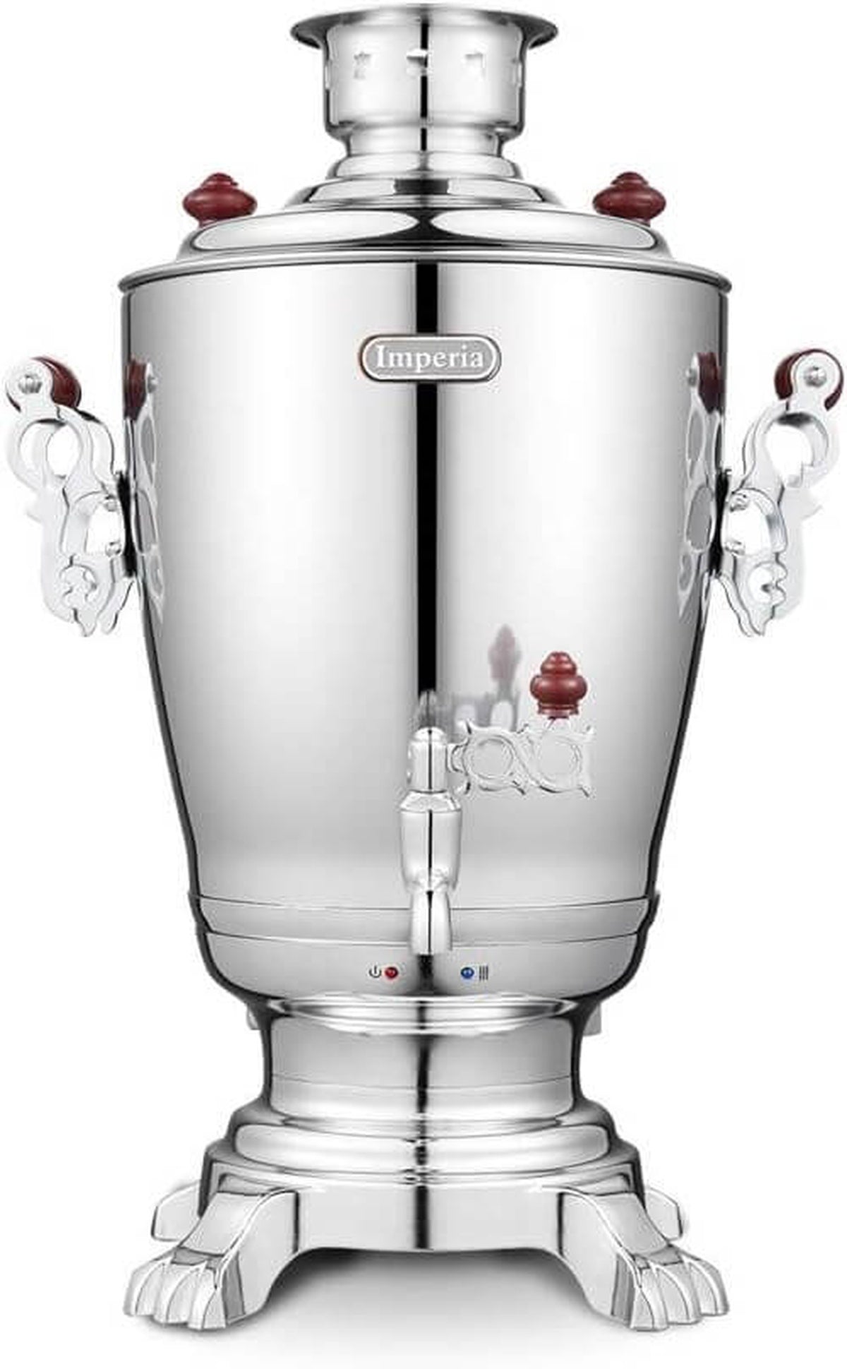 Elektrischer Samowar 3,2 L mit Teekanne 0,9 L – Edelstahl Teekocher Wasserkocher russisch orientalisch für Teezeremonie Garten Camping