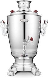 Elektrischer Samowar 3,2 L mit Teekanne 0,9 L – Edelstahl Teekocher Wasserkocher russisch orientalisch für Teezeremonie Garten Camping