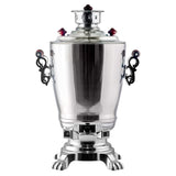 Elektrischer Samowar 3,2 L mit Teekanne 0,9 L – Edelstahl Teekocher Wasserkocher russisch orientalisch für Teezeremonie Garten Camping