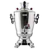 Elektrischer Samowar 3,2 L mit Teekanne 0,9 L – Edelstahl Teekocher Wasserkocher russisch orientalisch für Teezeremonie Garten Camping