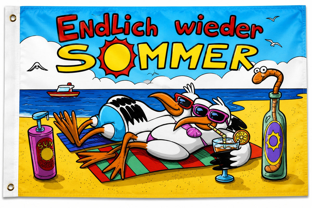 Flagge Endlich wieder Sommer 90x150 cm