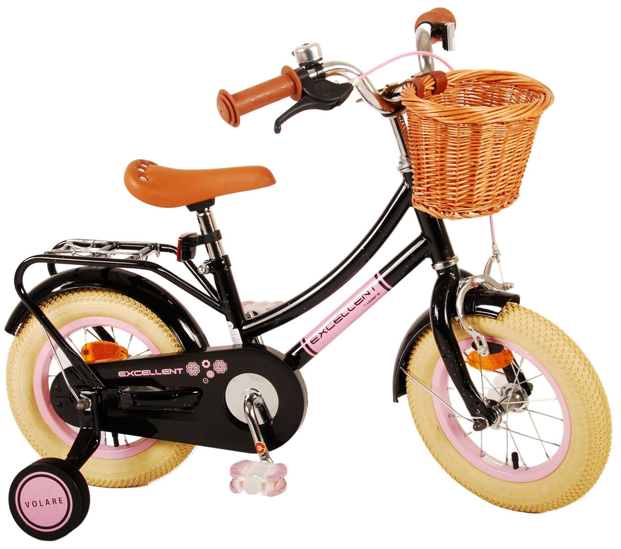 Volare Excellent Kinderfahrrad - Mädchen - 12 Zoll - Schwarz
