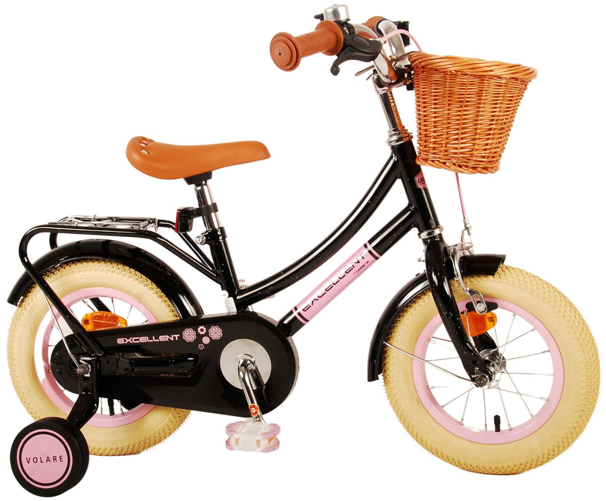 Volare Excellent Kinderfahrrad - Mädchen - 12 Zoll - Schwarz