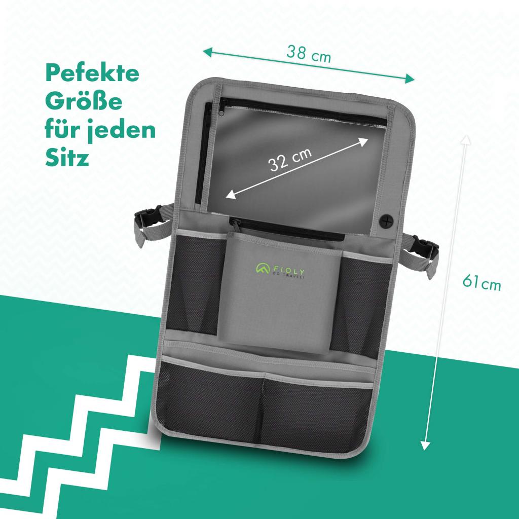 Fioly Organizer Tasche für KFZ Kopfstütze Kind Baby Stauraum für Autositz, Rücksitztasche