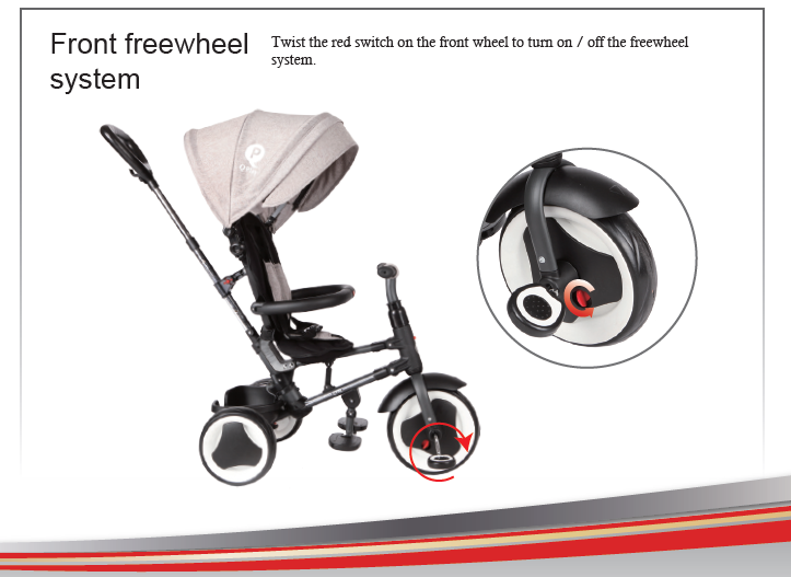 Volare QPlay Rito Tricycle Deluxe - faltbares Dreirad für Kinder 10-36 Monaten mit verstellbarer Schiebestange und Sicherheitsfunktionen