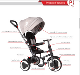 Volare QPlay Rito Tricycle Deluxe - faltbares Dreirad für Kinder 10-36 Monaten mit verstellbarer Schiebestange und Sicherheitsfunktionen