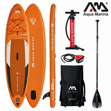 Aqua Marina All-Around SUP Board 330x81cm Reißverschlussrucksack Double Action-Pumpe LIQUID AIR Paddel Einschub-Mittelfinne Sicherheitsleine Orange