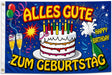 Flagge Alles Gute zum Geburtstag mit Torte 90x150 cm mit 2 Ösen