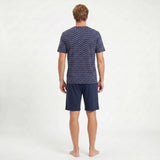 GIANVGLIA Herren Pyjama Shorty in Blau getragen von einem Model mit der Ansicht von Hinten