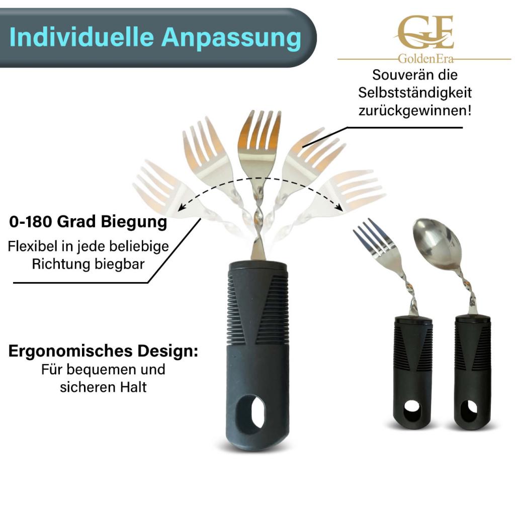 Dummy - GoldenEra biegsames Essbesteck Supergrip Biegbar für Senioren mit extra großen Griffen