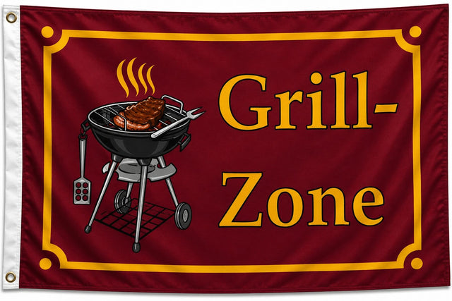 Flagge Grillzone 90x150 cm mit 2 Ösen