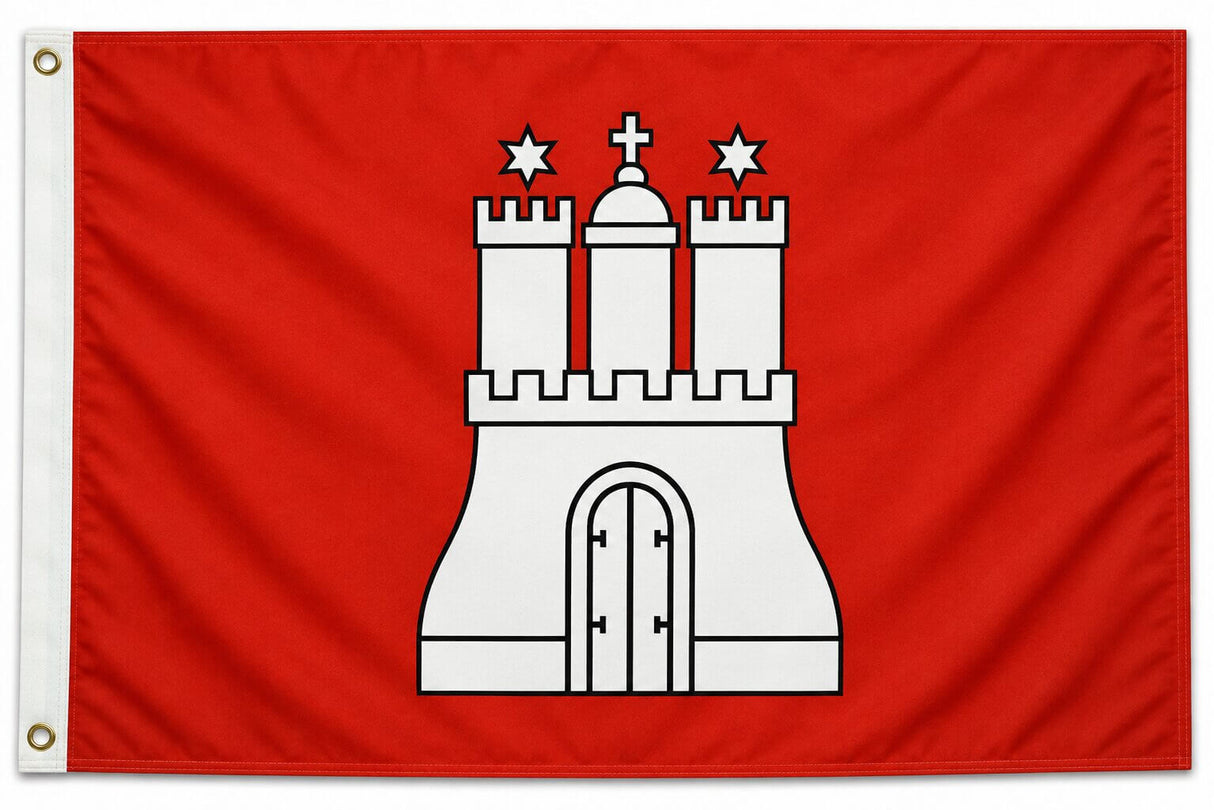 Flagge Hamburg 90 x 150 cm Fahne mit 2 Ösen 100g/m² Stoffgewicht Hissflagge Hissen