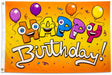 Flagge Happy Birthday mit Augen und Ballons 90x150 cm mit 2 Ösen