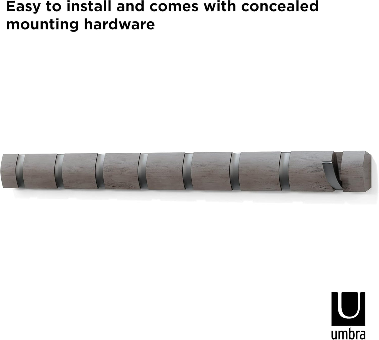 Umbra Hook 8 Flip Grau/Zinnfarben Hinweis auf das enthaltene Montagematerial