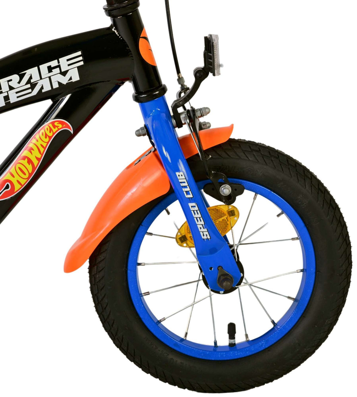 Volare Hot Wheels Kinderfahrrad für Jungen - 12 Zoll in Schwarz, Orange und Blau