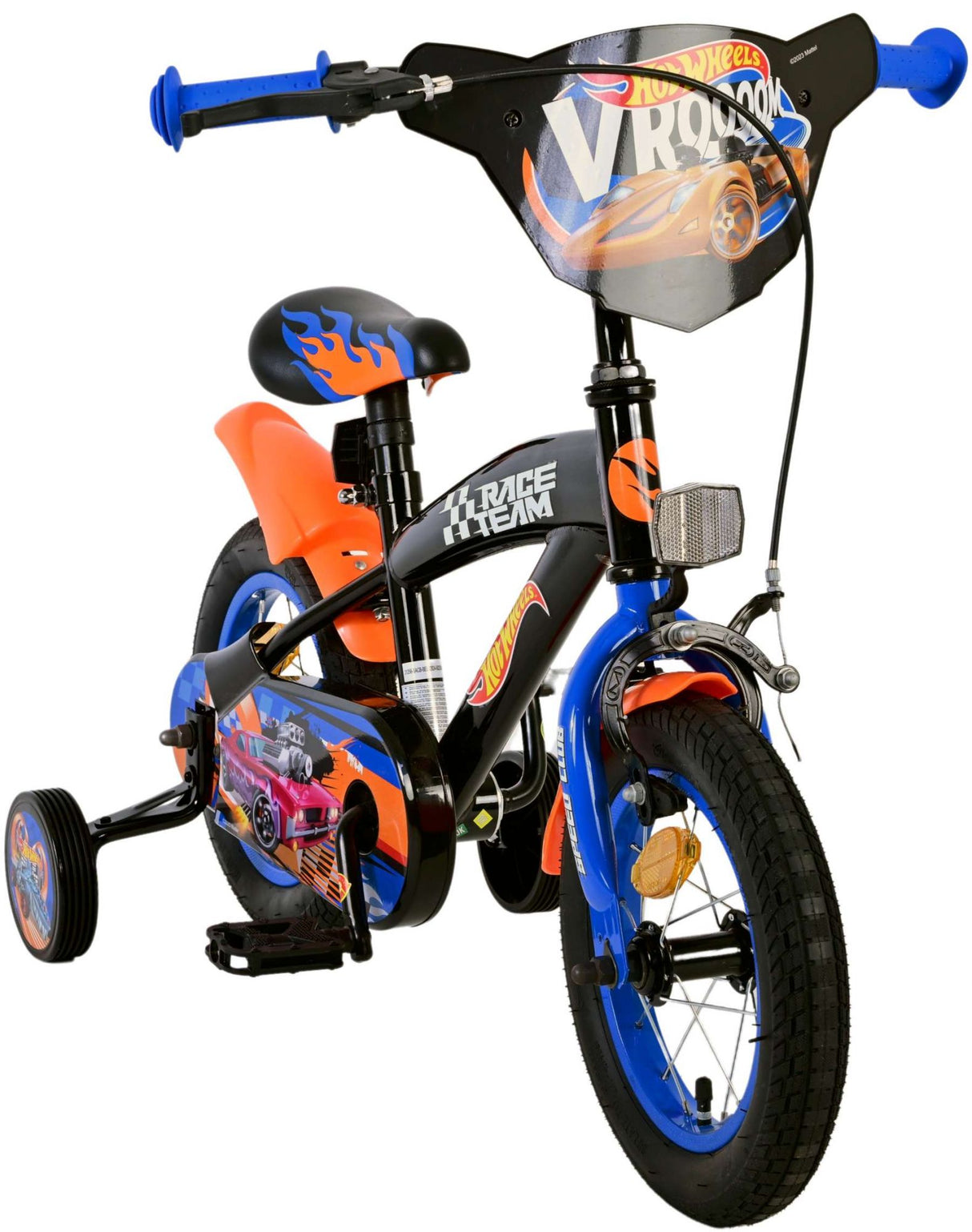 Volare Hot Wheels Kinderfahrrad für Jungen - 12 Zoll in Schwarz, Orange und Blau