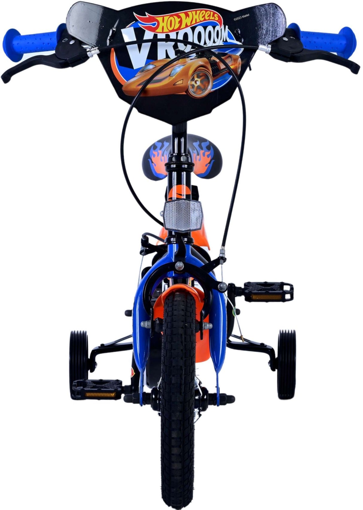 Volare Hot Wheels Kinderfahrrad für Jungen - 12 Zoll in Schwarz, Orange und Blau mit Zweihandbremsen