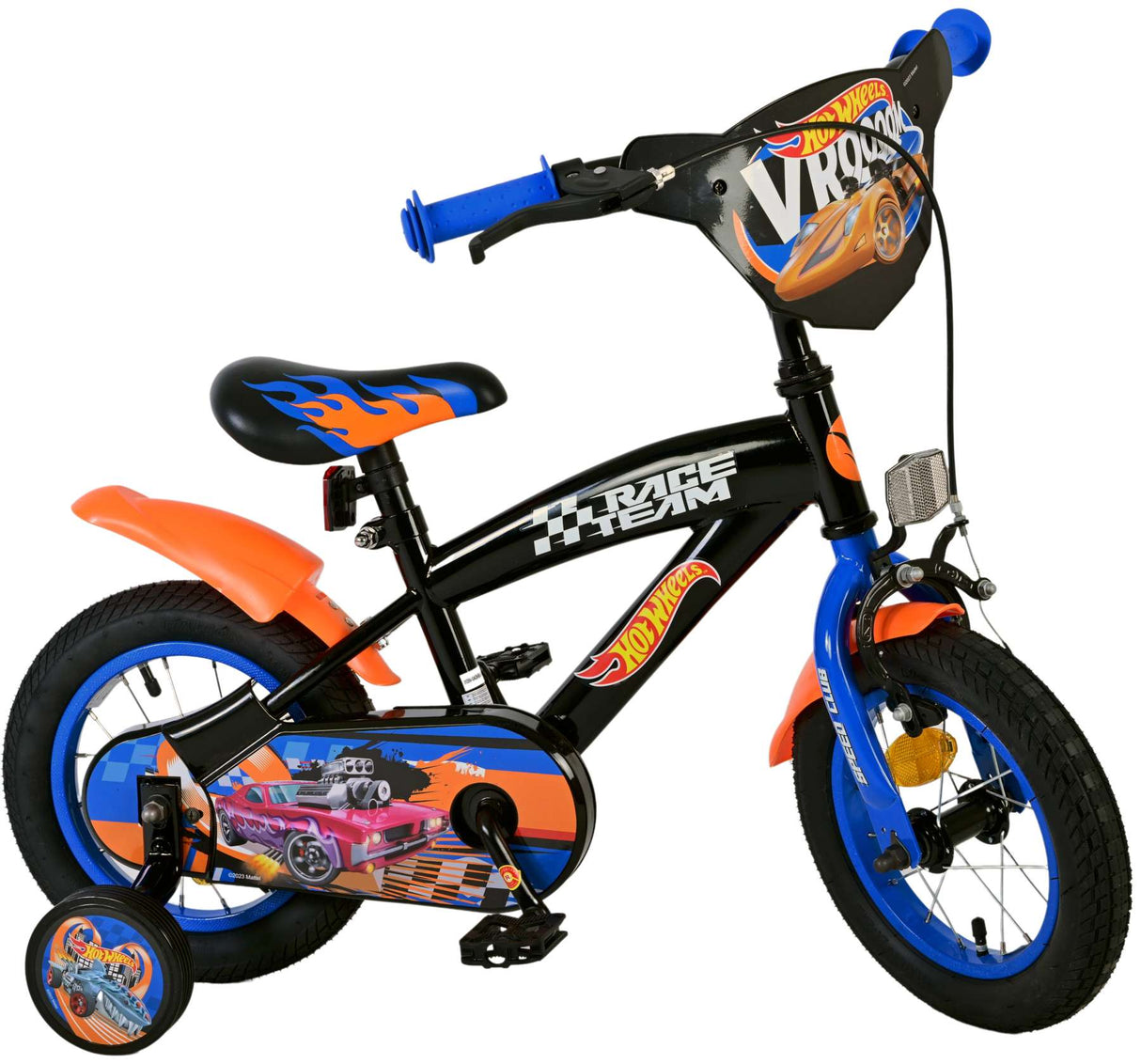 Volare Hot Wheels Kinderfahrrad für Jungen - 12 Zoll in Schwarz, Orange und Blau