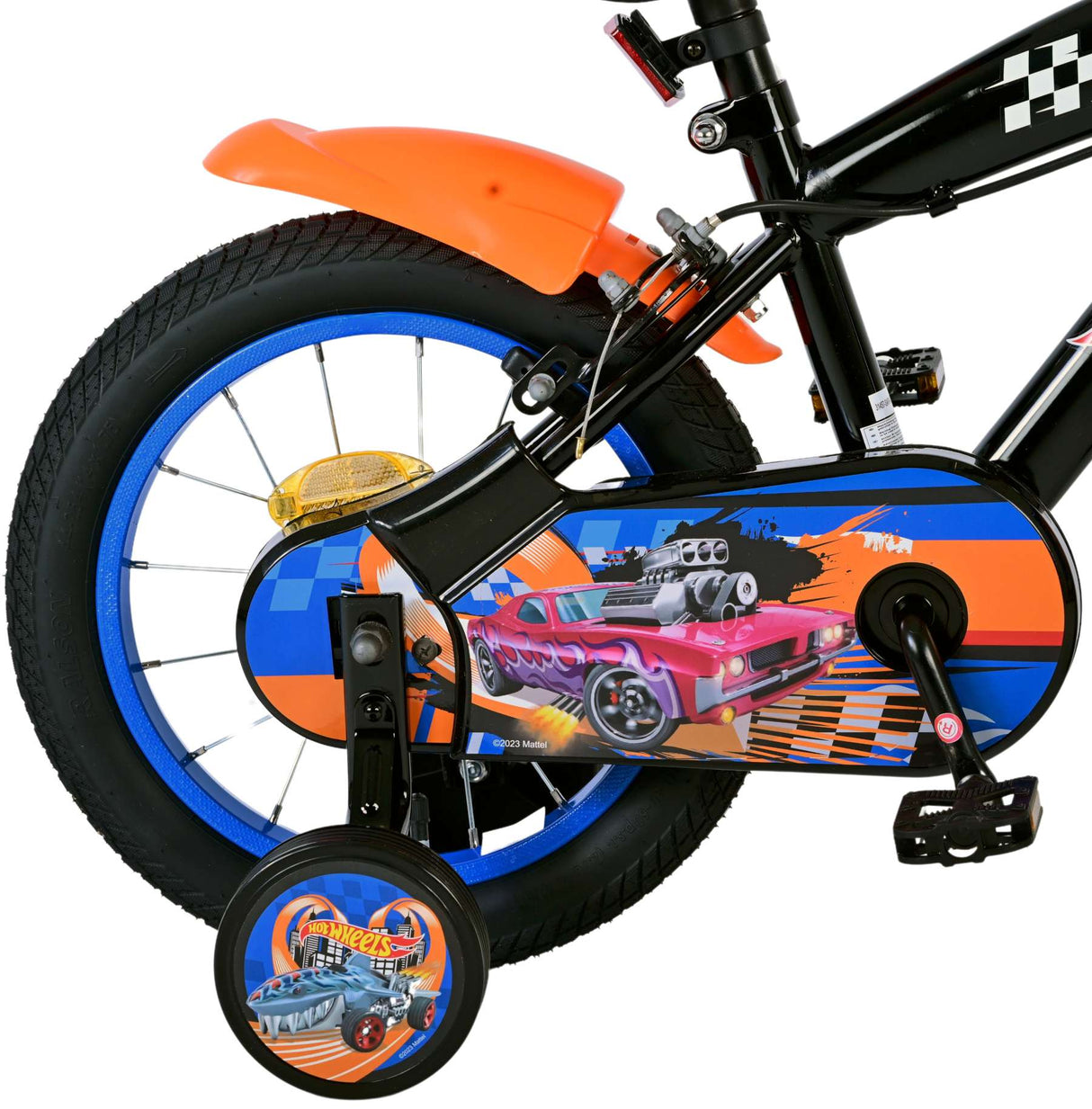 Volare Hot Wheels Kinderfahrrad für Jungen - 14 Zoll - Schwarz mit Zweihandbremsen