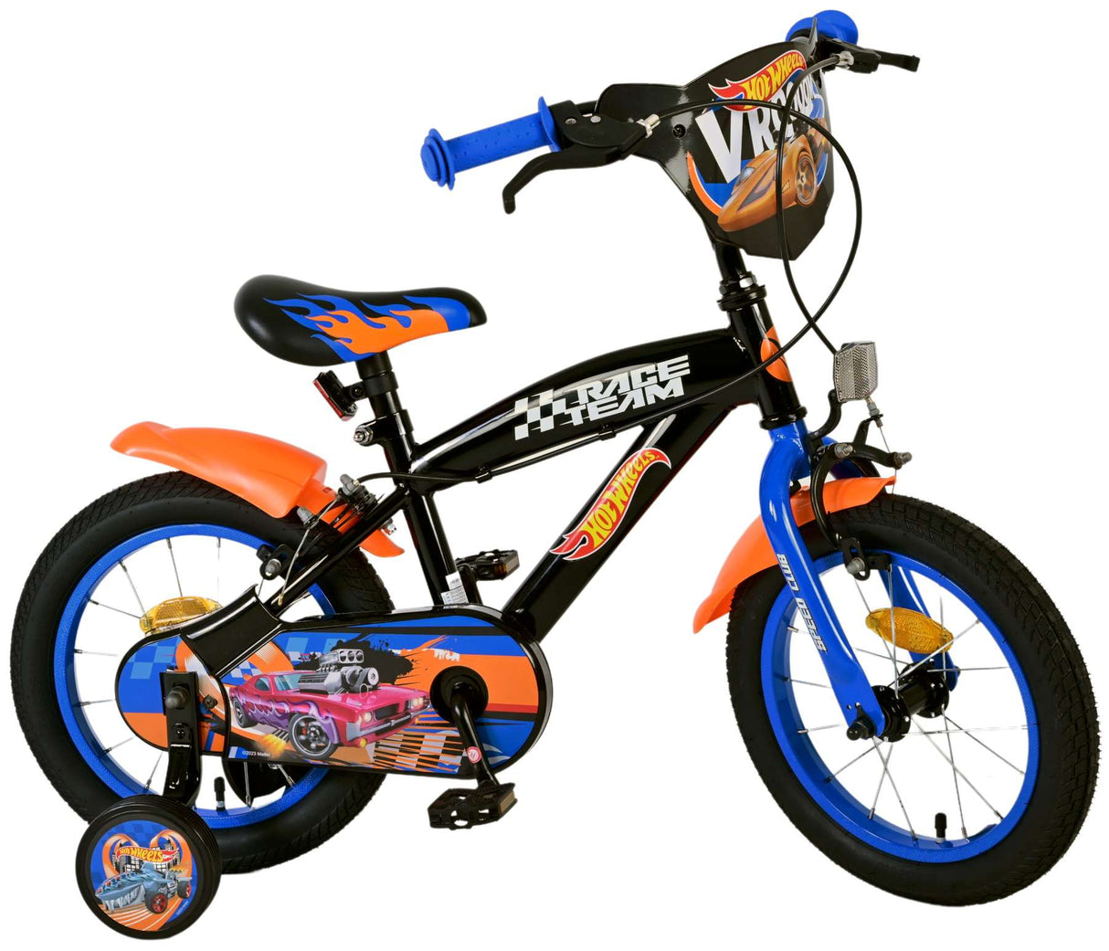 Volare Hot Wheels Kinderfahrrad für Jungen - 14 Zoll - Schwarz mit Zweihandbremsen