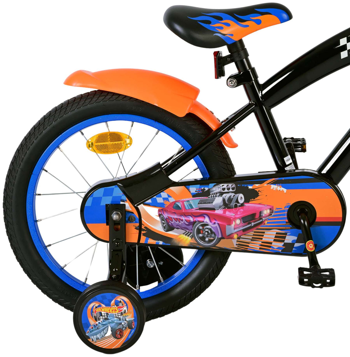 Volare Hot Wheels Kinderfahrrad für Jungen - 16 Zoll in Schwarz, Orange und Blau