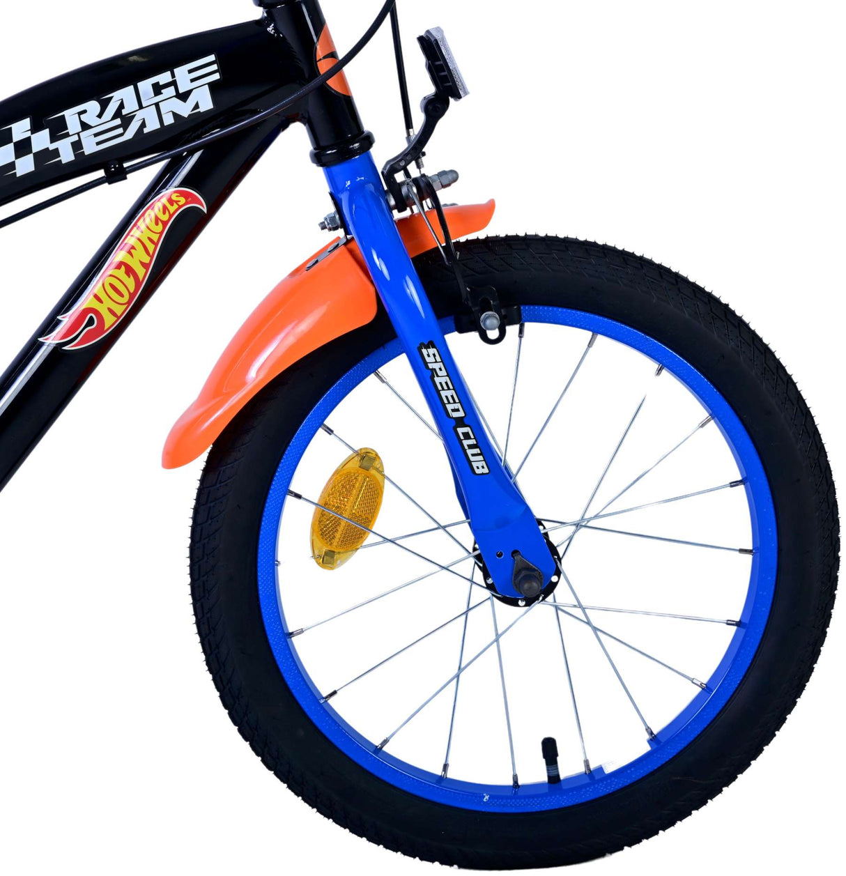 Volare Hot Wheels Kinderfahrrad für Jungen - 16 Zoll in Schwarz, Orange und Blau mit Zweihandbremsen