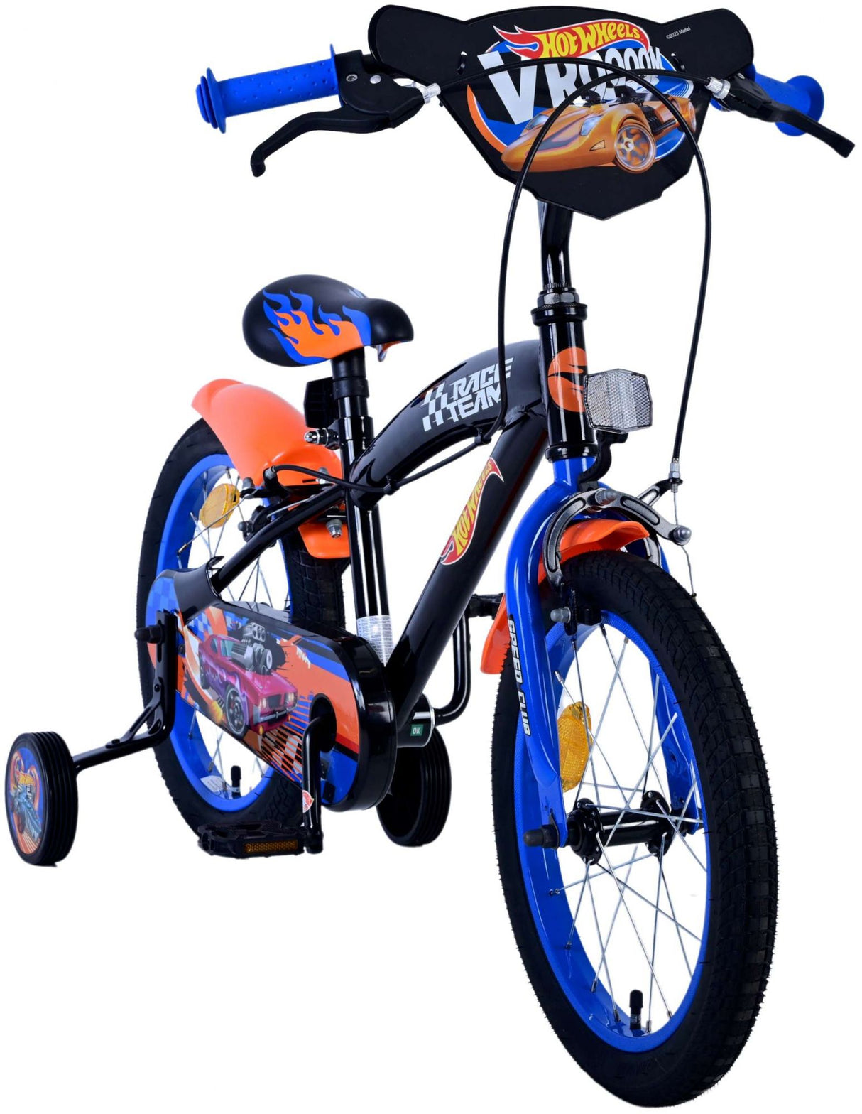 Volare Hot Wheels Kinderfahrrad für Jungen - 16 Zoll in Schwarz, Orange und Blau mit Zweihandbremsen