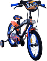 Volare Hot Wheels Kinderfahrrad für Jungen - 16 Zoll in Schwarz, Orange und Blau mit Zweihandbremsen