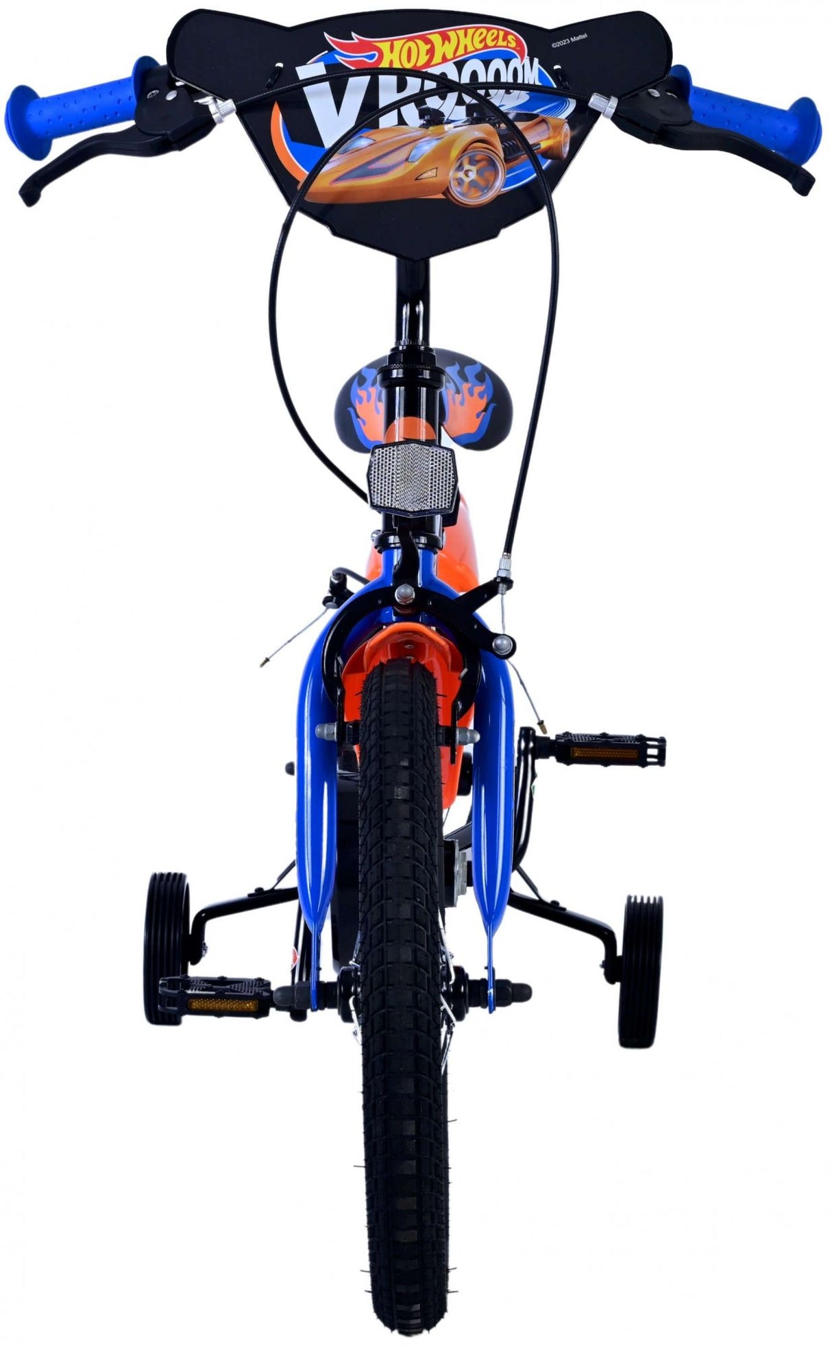 Volare Hot Wheels Kinderfahrrad für Jungen - 16 Zoll in Schwarz, Orange und Blau mit Zweihandbremsen