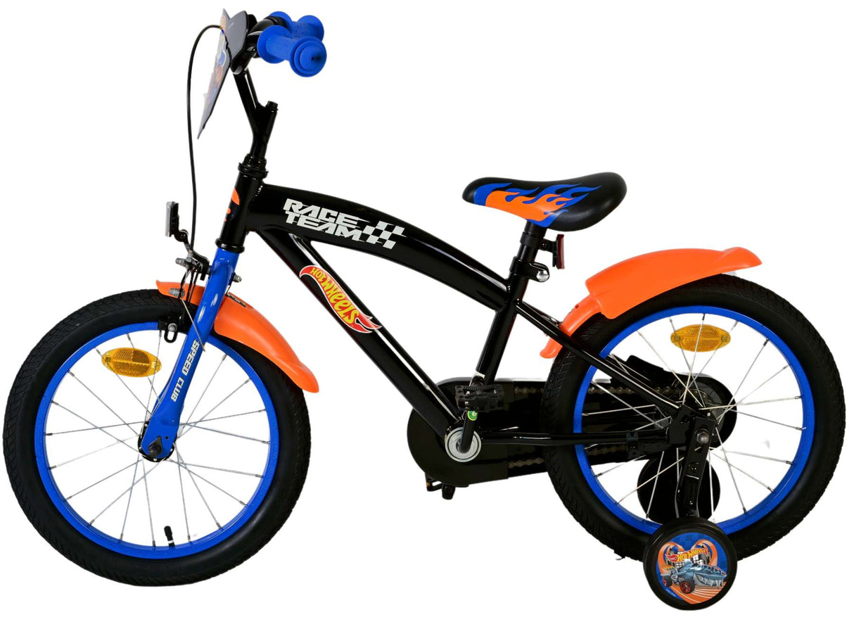 Volare Hot Wheels Kinderfahrrad für Jungen - 16 Zoll in Schwarz, Orange und Blau