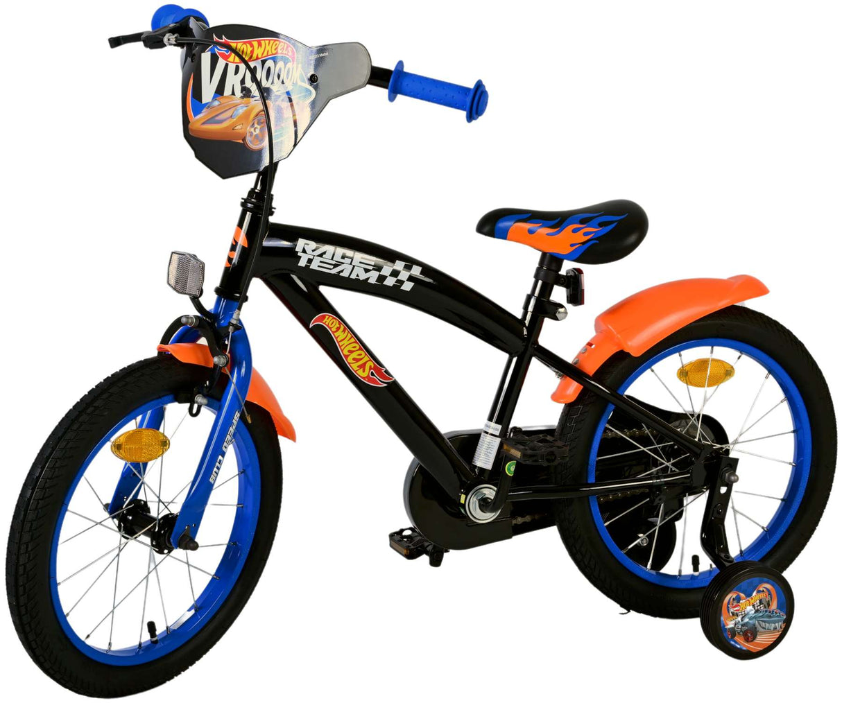 Volare Hot Wheels Kinderfahrrad für Jungen - 16 Zoll in Schwarz, Orange und Blau