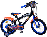 Volare Hot Wheels Kinderfahrrad für Jungen - 16 Zoll in Schwarz, Orange und Blau mit Zweihandbremsen