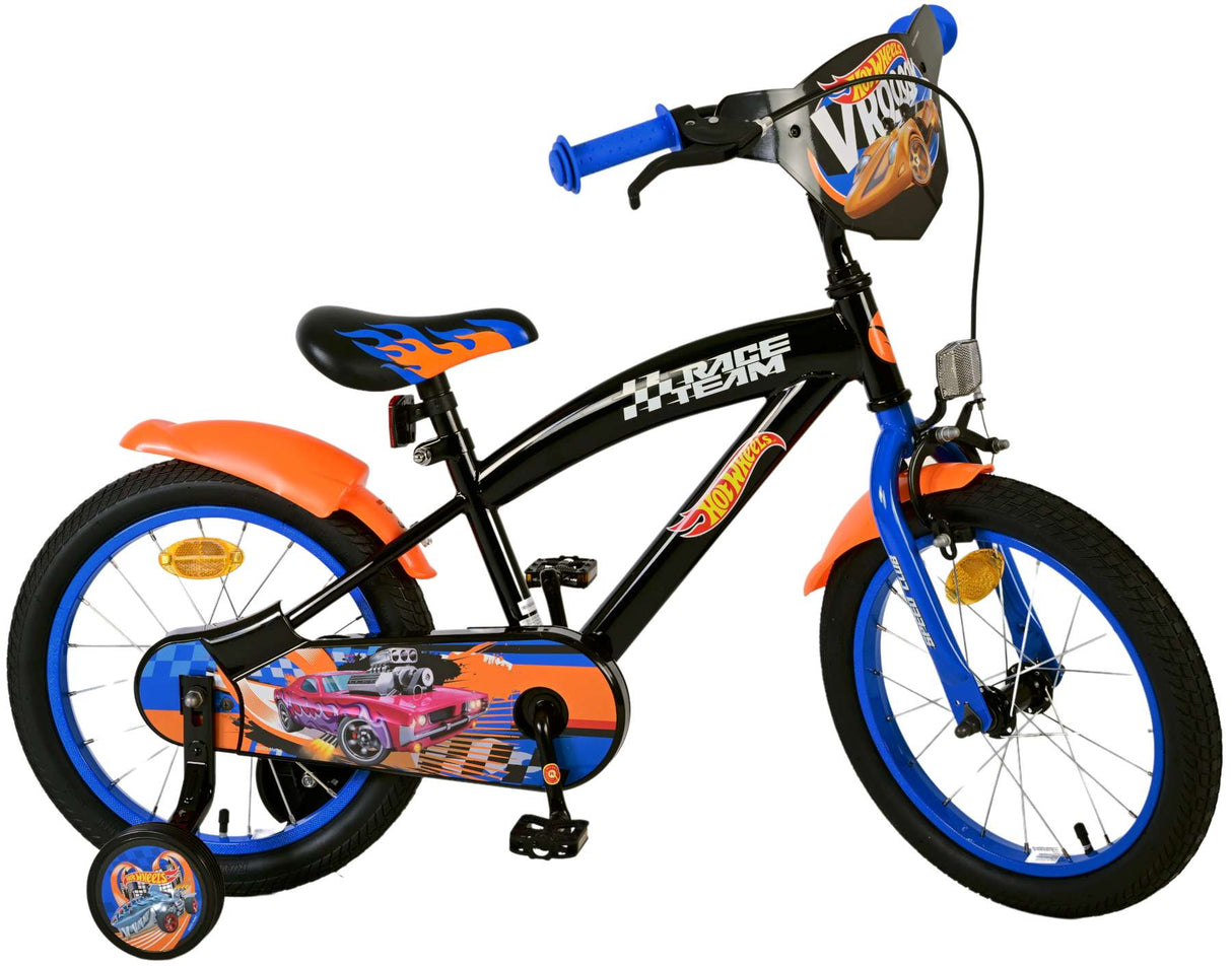 Volare Hot Wheels Kinderfahrrad für Jungen - 16 Zoll in Schwarz, Orange und Blau