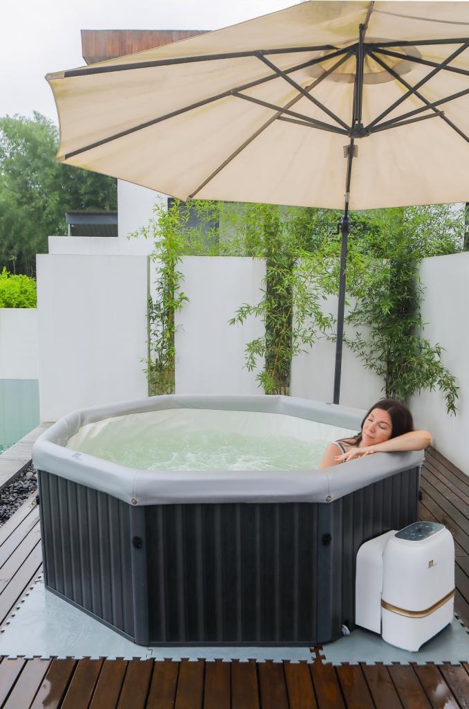 MSpa PureHaven aufblasbarer Whirlpool TUSKANY 193x193x76 cm für 6 Personen selbstreinigend inkl. Filterkatuschen und Abdeckung Leergewicht 24 kg