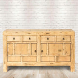 PureHaven Kommode 156x40x81 cm im Vintage Style massive Kommode aus Kiefer-Altholz handgefertigt stilvolles Design standsicher und stabil