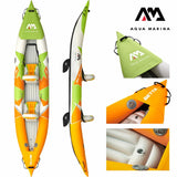 Aqua Marina Kajak 412x83 cm für 2 Personen mit Luftsitz verstellbarer Lehne Transporttasche Reparaturset Handpumpe strapazierfähig Grün/Weiß/Orange