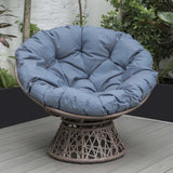 PureHaven Lounge Sessel 92x80x80,5 cm aus Rattan Rundkissen drehbar 360 Grad pflegeleicht elegantes Design verstellbare Kunststofffüßchen Braun/Blau